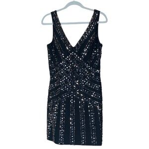 Jolene Party Dress Black Cocktail Night Out Metal Beaded Mini Dress Sz 12